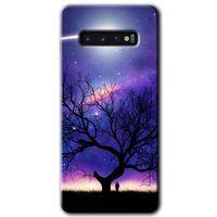 MRCİLETİSİM MRCİLETİSİM Samsung Galaxy S10 Kılıf HD Desen Baskılı Arka Kapak + Temperli Cam - Uzay Silüet