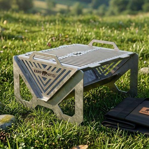 Kamp Ayısı® Grillblock™ Katlanır Paslanmaz Çelik Izgaralı Mangal