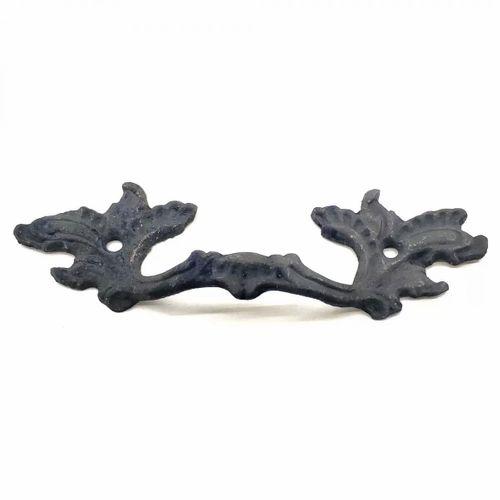 Antika Tarz Dekoratif Pirinç Çiçek Kapı Kulbu - 40x125 Mm, Oksit