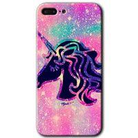 iPhone 7 Plus Kılıf HD Desen Baskılı Arka Kapak + Temperli Cam - Unicorn Kristal