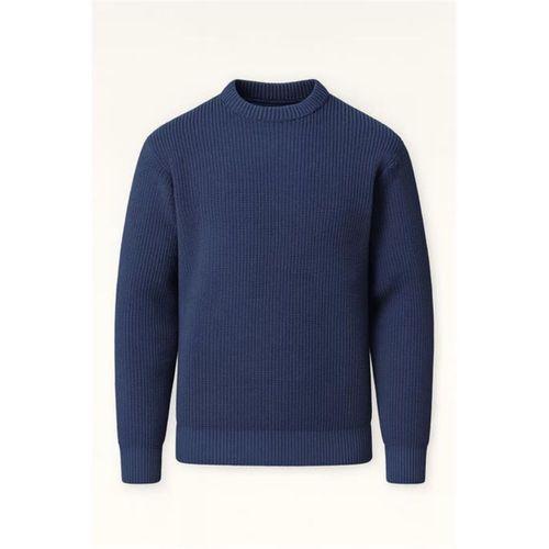 Pilar Oversize Selanik Örgülü Bisiklet Yaka Erkek Kazak - İndigo