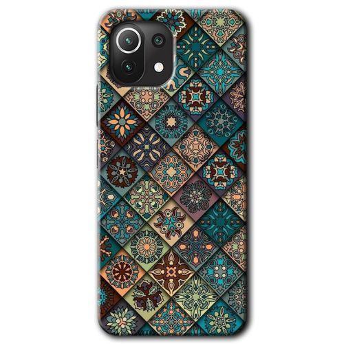 MRCİLETİSİM Xiaomi Mi 11 Lite Kılıf Kapak - Mat Mandala +Hayalet Ekran Yandan Gözükmez