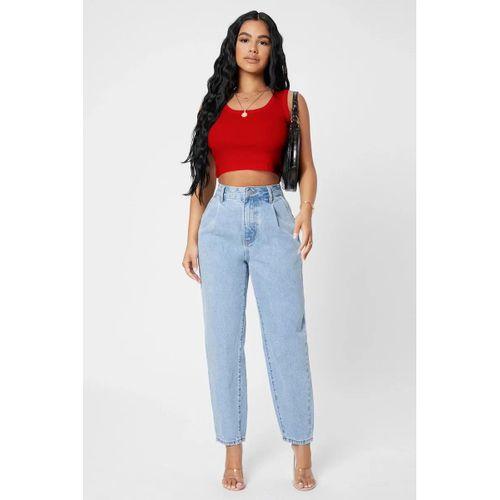 Kadın Kırmızı Kare Yaka Crop Top Bluz