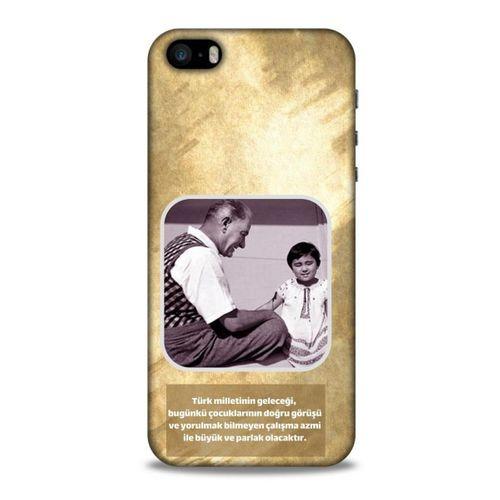 Apple iPhone SE Kılıf Atatürk (2) Kabı Gold