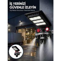 Solar Panelli 3 Lens Dış Mekan Güvenlik Kamerası Hareket Algılamalı Led Aydınlatmalı