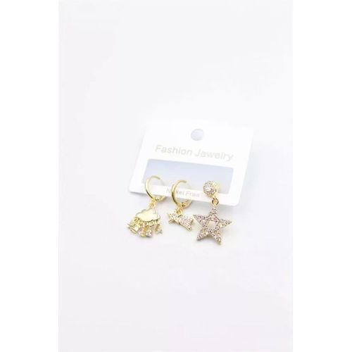 3'lü Yıldız Küpe - Altın