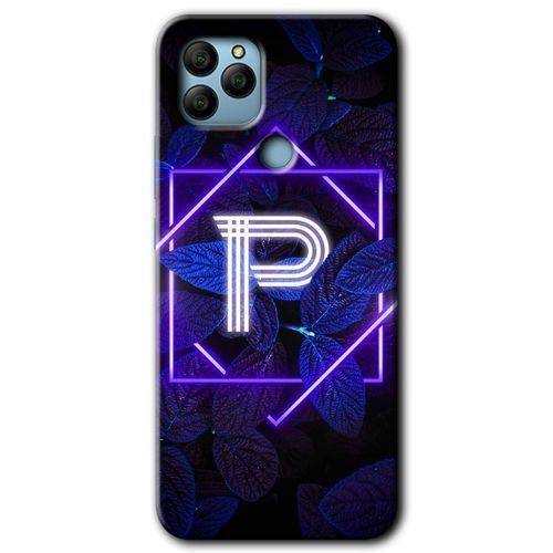 General Mobile GM 22 Kılıf HD Desen Baskılı Arka Kapak - Dark Neon Yaprak P Harfi