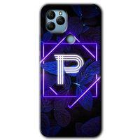 General Mobile GM 22 Kılıf HD Desen Baskılı Arka Kapak - Dark Neon Yaprak P Harfi