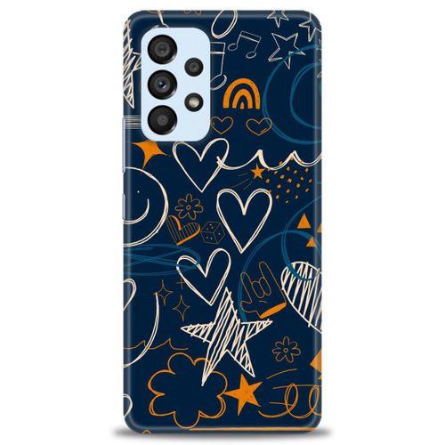 Samsung Galaxy A73 5G Kılıf HD Baskılı Kılıf - Notalar ve Kalpler + Tam Ekran Koruyucu
