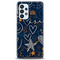 Samsung Galaxy A73 5G Kılıf HD Baskılı Kılıf - Notalar ve Kalpler + Tam Ekran Koruyucu