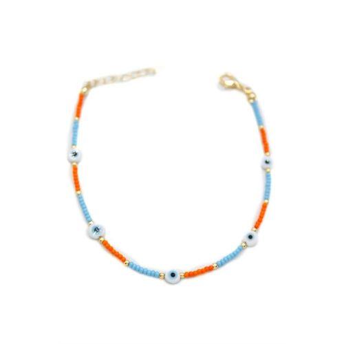 Nazar Boncuklu  Halhal - Beyaz