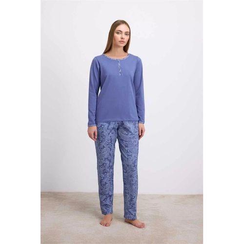 %95 Pamuklu Uzun Kollu T-shirt Ve Desenli Pantolon Pijama Takımı