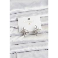 Gümüş Renk Pirinç Çift Taraflı Kutup Yıldızı Kadın Küpe