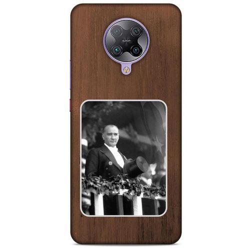 Xiaomi Poco F2 Pro Kılıf Atatürk (35) Fit Design Kılıf Kahverengi Duvar