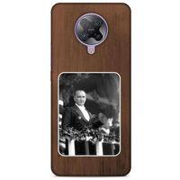 Xiaomi Poco F2 Pro Kılıf Atatürk (35) Fit Design Kılıf Kahverengi Duvar