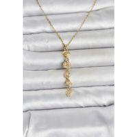 316L Çelik Gold Renk Deniz Temalı Y Model Zirkon Taşlı Kadın Kolye