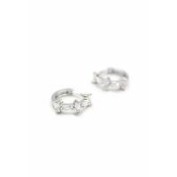 Taşlı Halka Küpe - Gümüş