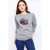 Wv Wosvos Karavan Minibüs Baskılı Gri Kadın Sweatshirt