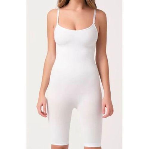 Beyaz Kadın Paçalı Boy Dikişsiz Korse - 750