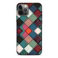 Apple iPhone 12 Pro Kılıf Patchwork (18) Telefon Kılıfları Pembe Yeşil