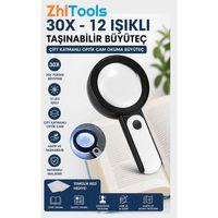 Zhltools 30x 12Led Işıklı Taşınabilir Büyüteç