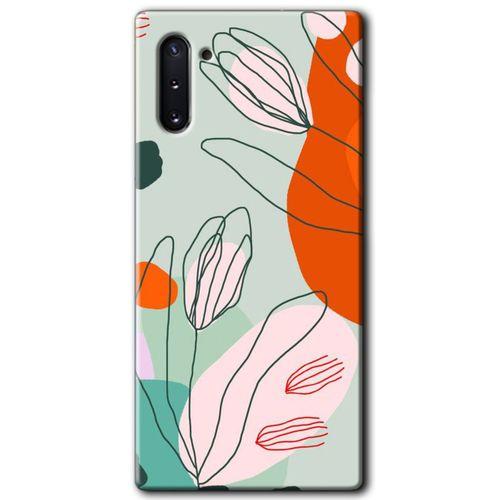 MRCİLETİSİM MRCİLETİSİM Samsung Galaxy Note 10 Kılıf HD Desen Baskılı Arka Kapak + Temperli Cam - Vektör Çiçekler