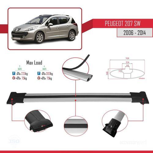 Peugeot 207 SW 2006-2014 Arası ile Uyumlu FLY Model Ara Atkı Tavan Barı GRİ 3 ADET BAR