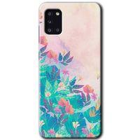 MRCİLETİSİM Samsung Galaxy A31 Kılıf Baskılı Kapak - Çizim Yapraklar +Tam Kaplayan Mat Seramik