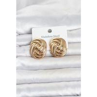 316L Çelik Gold Renk Motif Desen Model Kadın Küpe