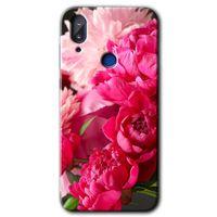 MRCİLETİSİM Vestel E5 Kılıf HD Desen Baskılı Arka Kapak+Temperli Cam - Kırmızı Beyaz Gül