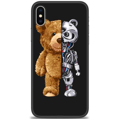 iPhone XS Max Kılıf HD Baskılı Kılıf - Ayı ve İskeleti + Tam Ekran Koruyucu