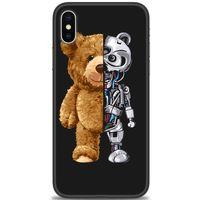iPhone XS Max Kılıf HD Baskılı Kılıf - Ayı ve İskeleti + Tam Ekran Koruyucu