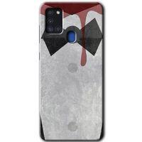 Samsung Galaxy A21s Kılıf Baskılı Kapak - Gentleman Blood + 5D Tam Kaplayan Cam