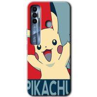 Potkal Hediye Fabrikası Tecno Spark 7 Pro Kılıf HD Desen Baskılı Arka Kapak - Pikaçhu