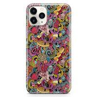 Apple iPhone 11 Pro Kılıf Doodle Dikiş Makinesi Arka Kapak Koruma Desenli Full Koruyucu