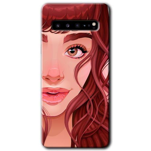 Potkal Hediye Fabrikası Samsung Galaxy S10 Plus Kılıf HD Desen Baskılı Arka Kapak - Kızıl Kız