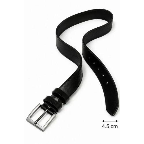 Erkek Hakiki Deri 4.5 Cm Klasik Ve Kot Pantolon Kemeri Metal Tokalı Siyah