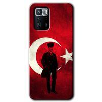 BeRa Aksesuar Poco x3 GT Kılıf Baskılı Kapak - Atatürk Bayrak +Tam Kaplayan Mat Seramik