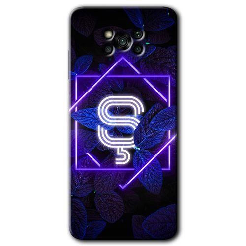 Poco x3 Pro Kılıf HD Desen Baskılı Arka Kapak - Dark Neon Yaprak Ş Harfi + Kırılmaz Cam