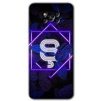Poco x3 Pro Kılıf HD Desen Baskılı Arka Kapak - Dark Neon Yaprak Ş Harfi + Kırılmaz Cam