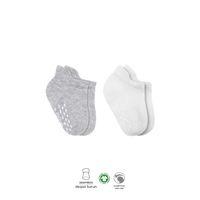 Bistyle Bistyle 2'Li Sneakers Kaymaz Basic Penye Çorap BS20103 Gri Beyaz