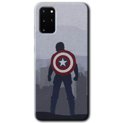 MRCİLETİSİM MRCİLETİSİM Samsung Galaxy S20 Plus Kılıf HD Desen Baskılı Arka Kapak + Temperli Cam - Captain Avenger