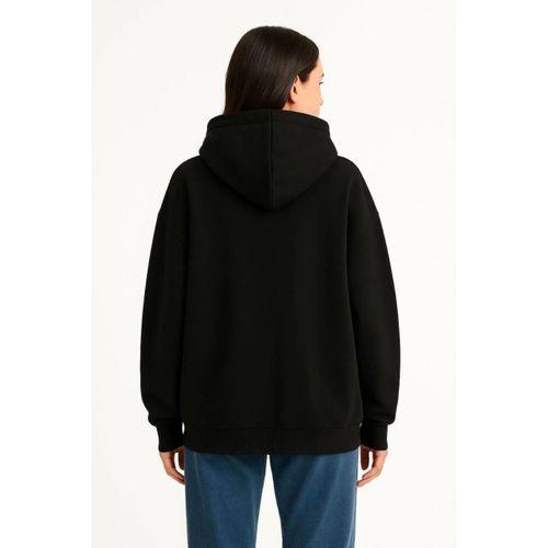 Samuray Ninja Çift Kapşonlu ZIP Fermuarlı Kanguru Çepli Hoodie Maske Detaylı Swetshirt - Siyah