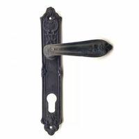 Antika Tarz Dekoratif Pirinç Çiçekli Yale Kapı Kolu - 240x40 Mm, Oksit