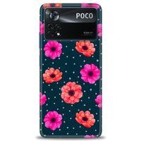 Xiaomi Poco X4 Pro 5G Kılıf HD Baskılı Kılıf - Puantiye ve Çiçekler + Tam Ekran Koruyucu