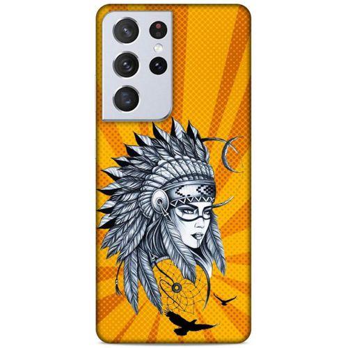 Lopard Samsung Galaxy S21 Ultra Uyumlu Kılıf Tattoo's (45) Liquid Air Kılıf Kızılderili Dövmesi