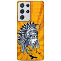 Lopard Samsung Galaxy S21 Ultra Uyumlu Kılıf Tattoo's (45) Liquid Air Kılıf Kızılderili Dövmesi
