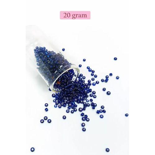 Dökme Cam Kum Boncuk (8/0) 3 mm - 20 Gram - Şeffaf Lacivert - BNC166