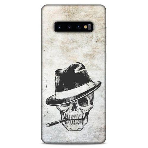 Lopard Samsung Galaxy S10 Plus Uyumlu Kılıf Tattoo's (24) Darbe Emici Kılıf Şapkalı İskelet