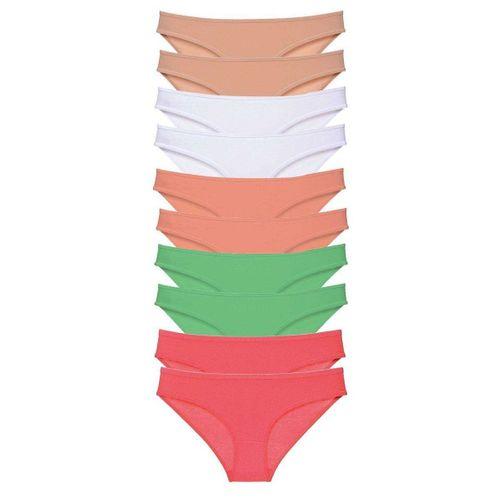 10 adet Süper Eko Set Likralı Kadın Slip Külot Ten Beyaz Pudra Yeşil Fuşya